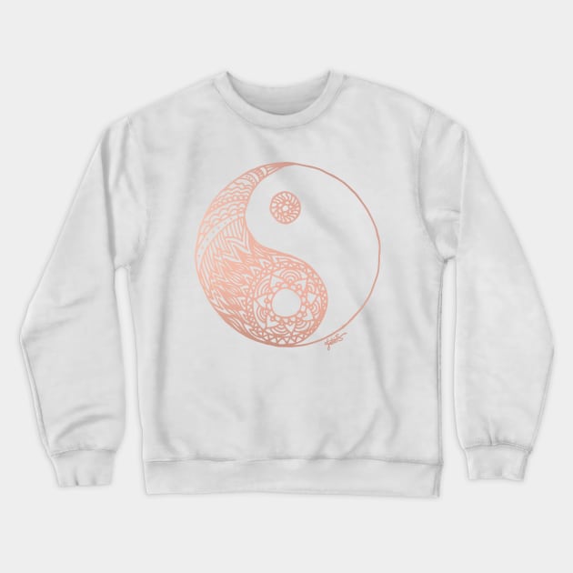 Rose Gold Yin Yang Crewneck Sweatshirt by julieerindesigns